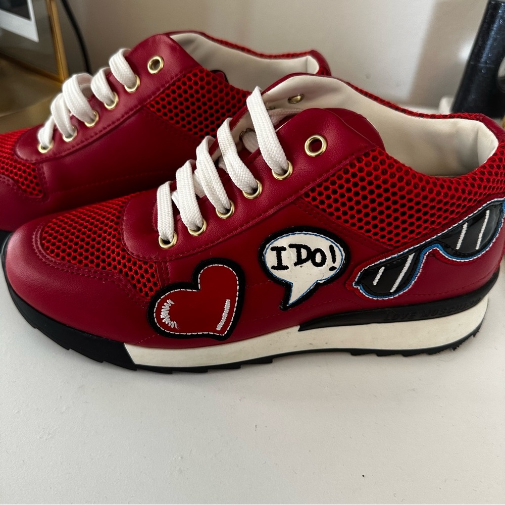 Love Moschino Red Patch Sneakers, Size 7